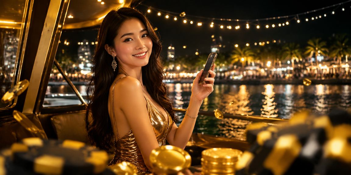 Người chơi slot game và xem khuyến mãi trên điện thoại tại bãi biển Phú Quốc